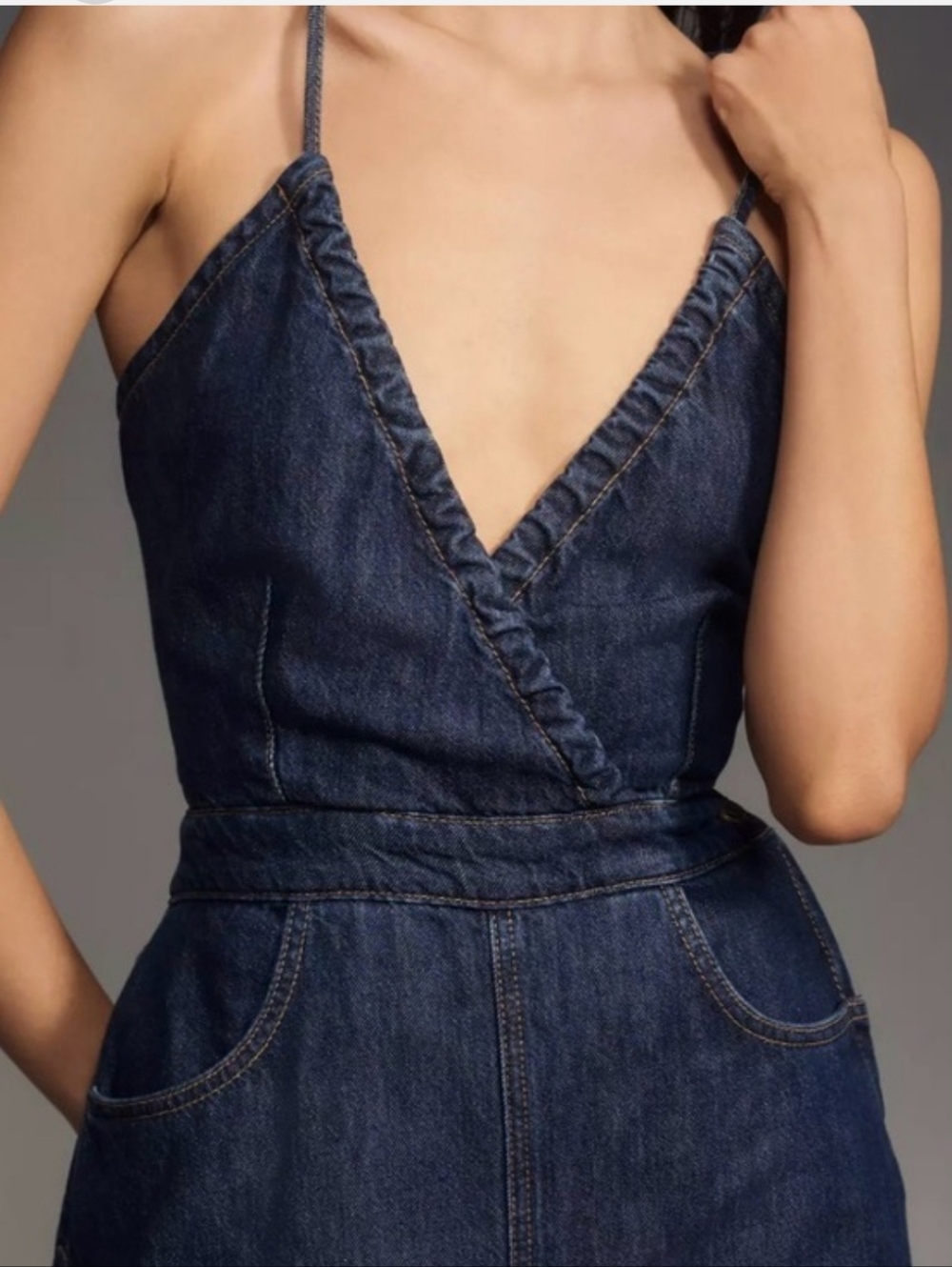 ETICA KAAN BIRDIE HALTER Denim JUMPSUIT Medium NWT - Picture 5 of 12
